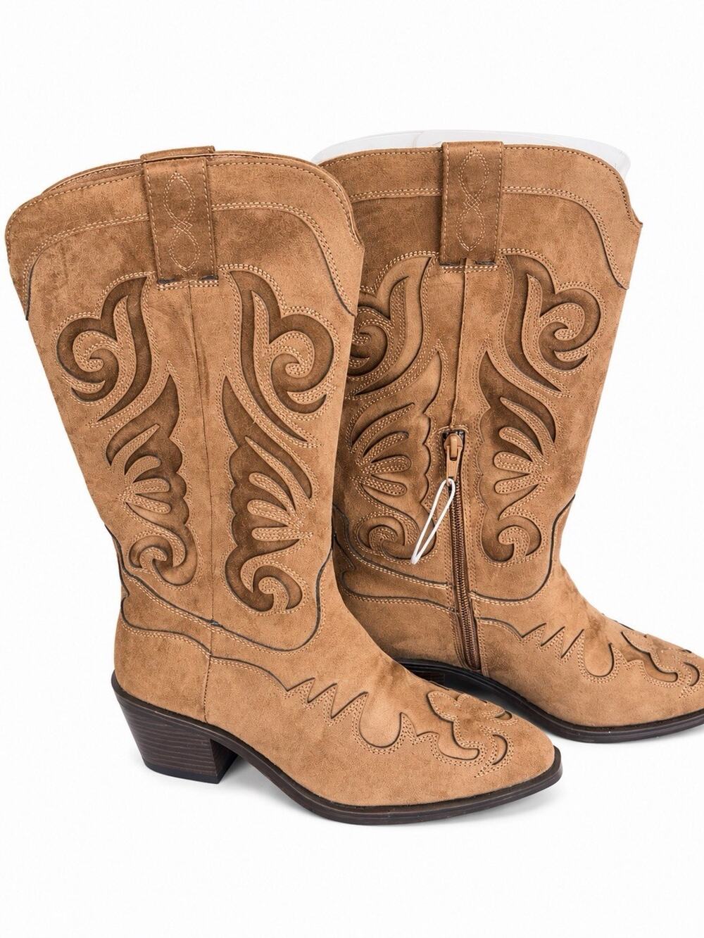 Universal Thread Lorena Women’s Tall Western Boots Size 6.5 Cognac Memory Foam